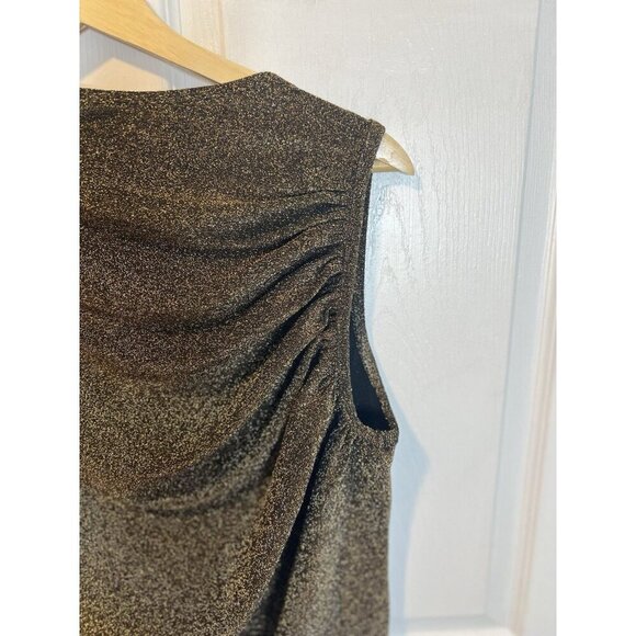 TEREA By Andrea Pitter Emiliana Gold One Shoulder Metallic Ruched Top Large NWT - Picture 13 of 13